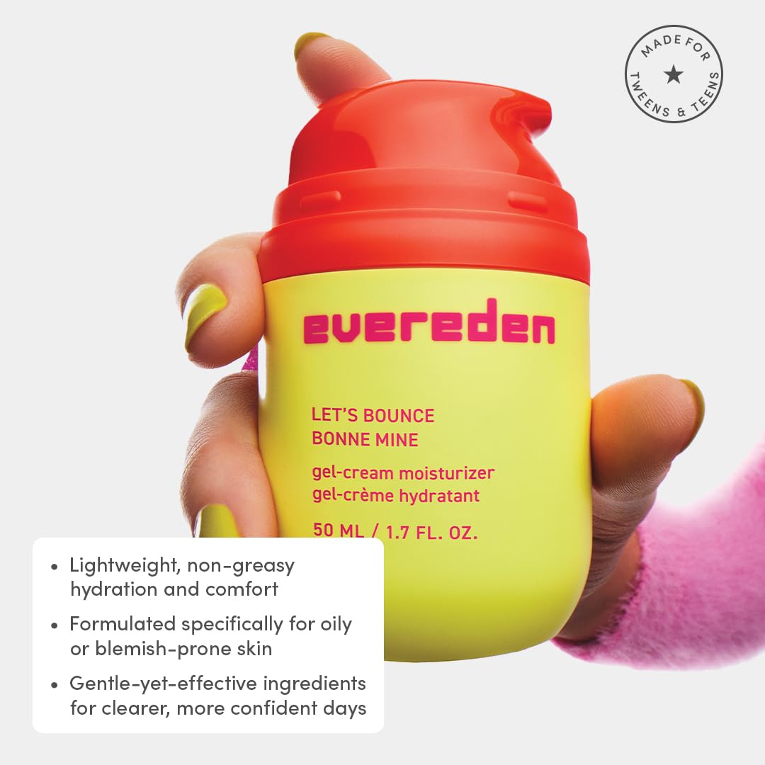 Evereden Gel-Cream for Teens | Light, Non-Greasy Moisturizer - Hydrating, Vegan Skincare for Oily & Pimple-Prone Skin