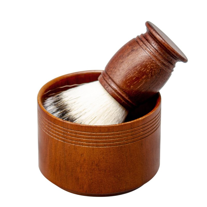 ZENGRASOIR Shaving Brush Set Synthetic Hair Shaving Brush with Solid Wood Handle and Wooden Shaving Soap Bowl for Men Easy to Lather Fits Wet Shaving 30mm Knots