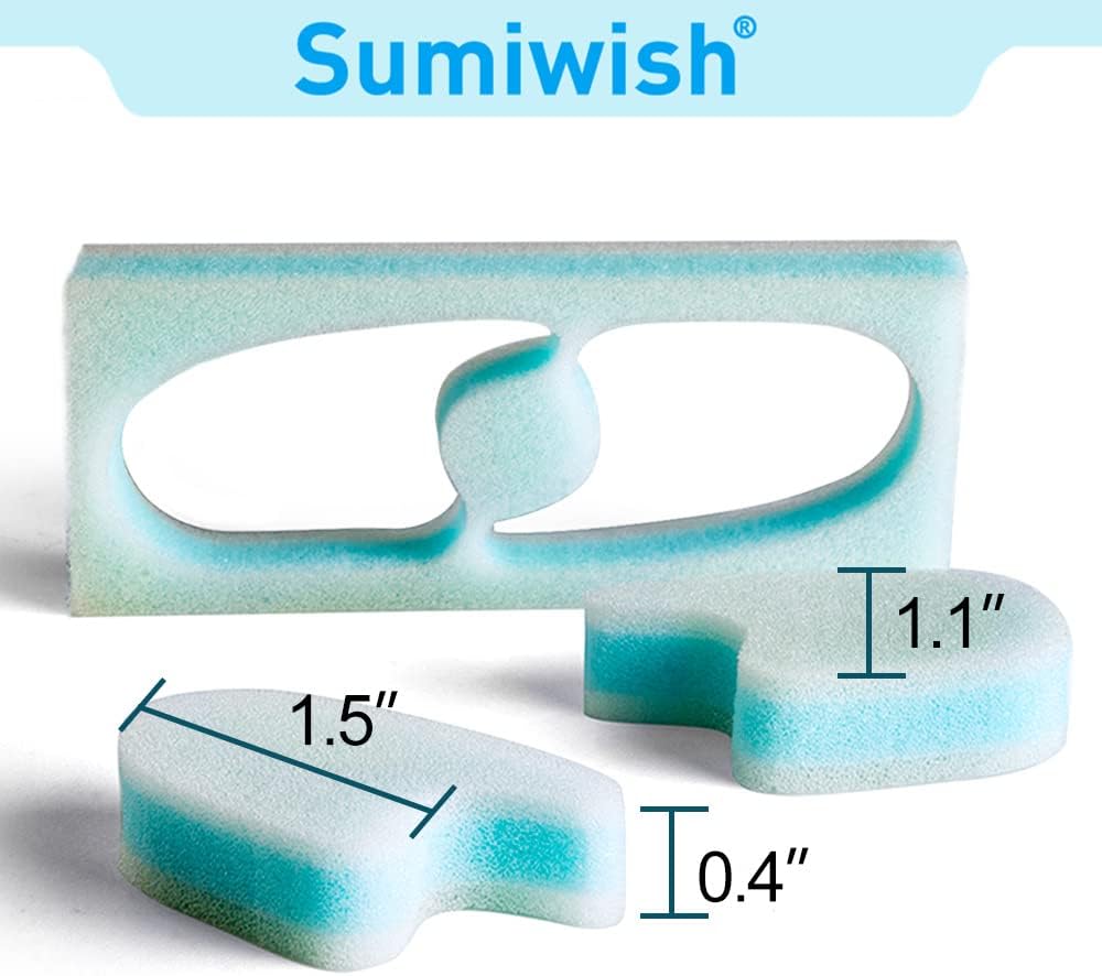Foam Toe Separators - 10 Pack Breathable Toe Spacers for Pain Relief | Overlapping Toes Corrector - Blue