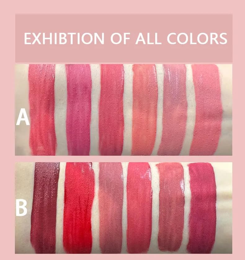 Matte Liquid Lipstick Set - 6 Pcs Moisturizing Plump Lip Gloss for Women | Long-Lasting Red