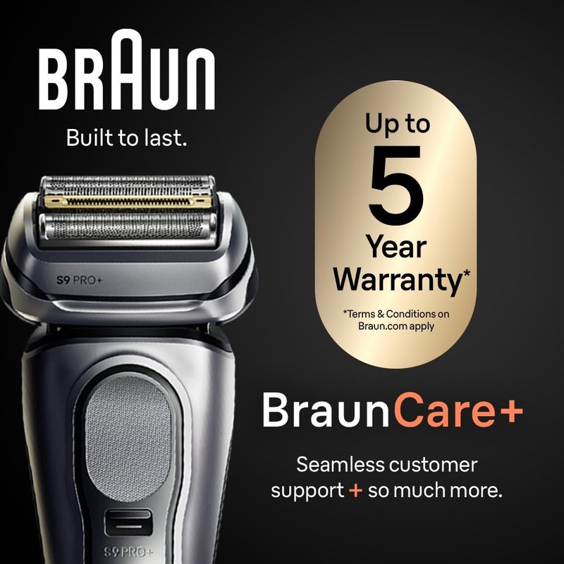 Braun Series 9 PRO+ Electric Shaver, Wet & Dry Razor, Pro SensoAdapt, 6in1 SmartCare Center, 9697CC, Silver