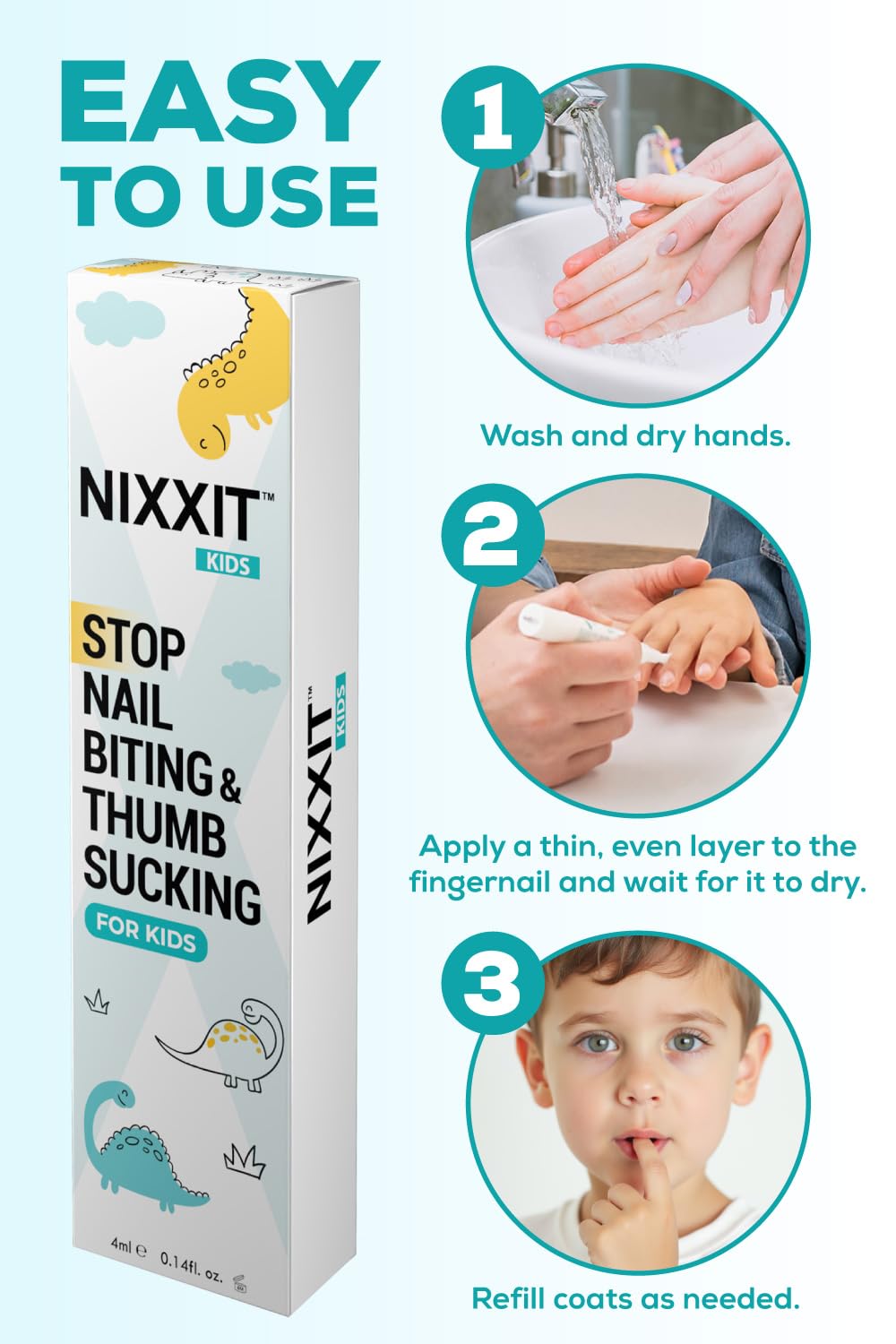 Nail Biting Prevention for Kids - Effective Thumb Sucking Deterrent | Safe Bitter Taste Nail Polish Pen for Ages 3+