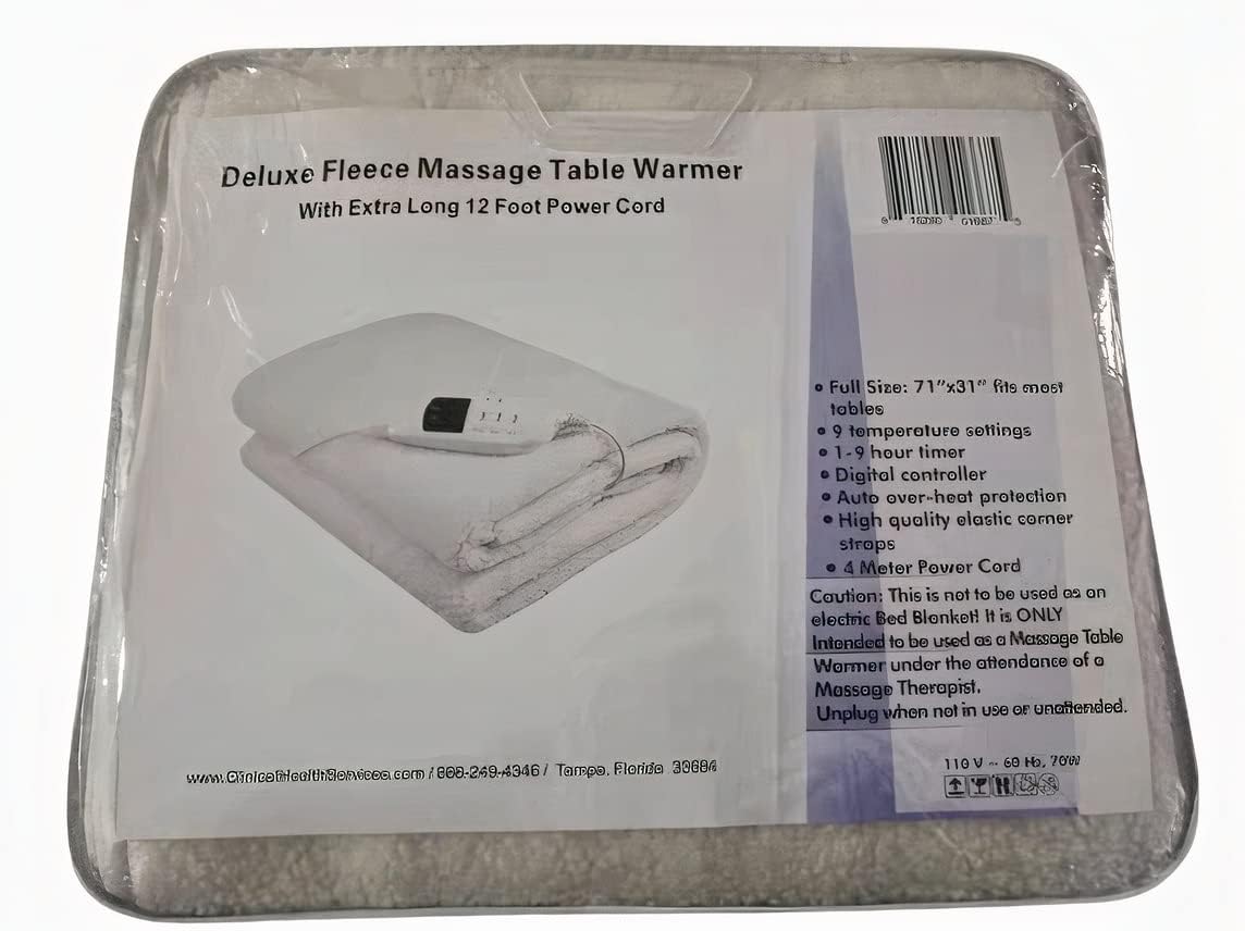 Deluxe Fleece Massage Table Warmer - 12ft Power Cord | Safe & Cozy Up to 88°F