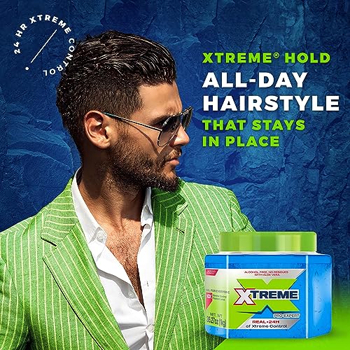 Xtreme Pro-Expert Blue Hair Gel - 35.27 Oz, 2-Pack, Alcohol-Free