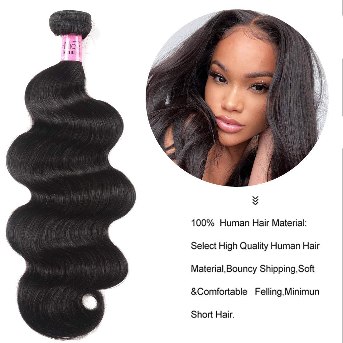 Unice Hair Brazilian Unprocessed Virgin Human Hair Weave Bundles 3pcs Body Wave Weft Extensions Natural Color 14 16 18 Inch