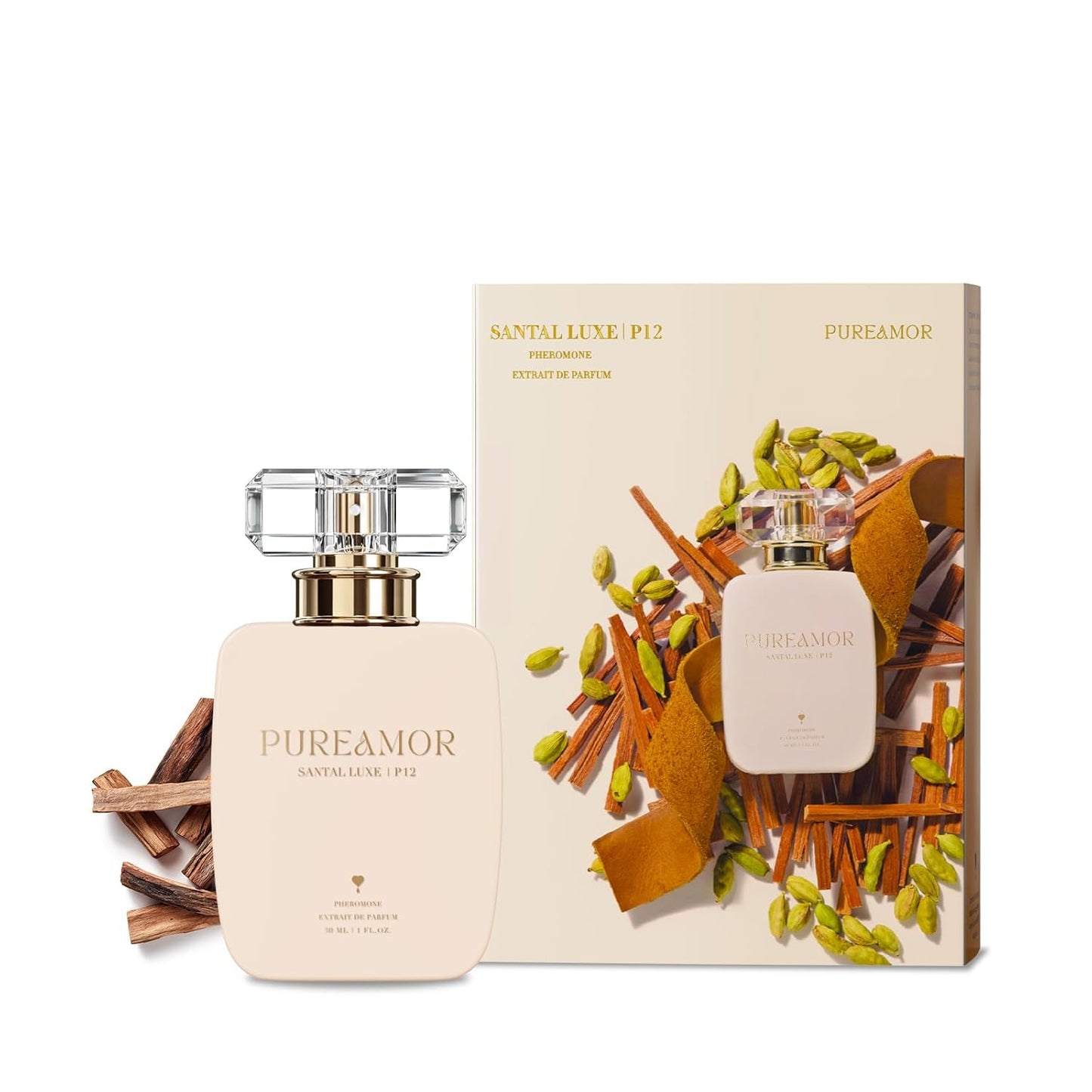 PUREAMOR Pheromone Perfume for Women - Amber Noir Extrait de Parfum | Long-Lasting Vanilla Amber Scent, 1.0 oz (30 ml)