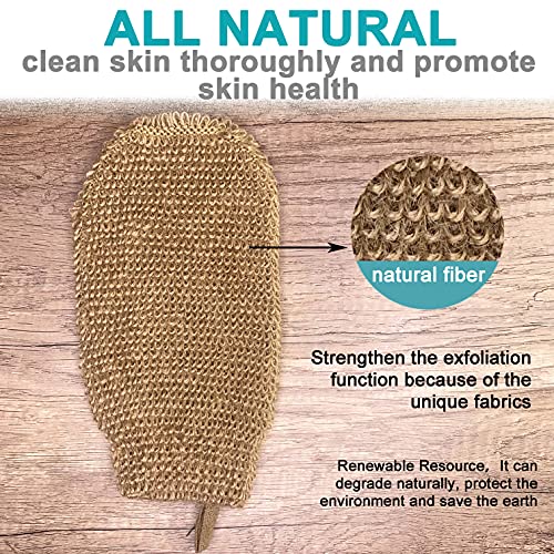 Natural Hemp Exfoliating Bath Glove Mitt - Deep Clean & Skin Smoothing (4 Pack)