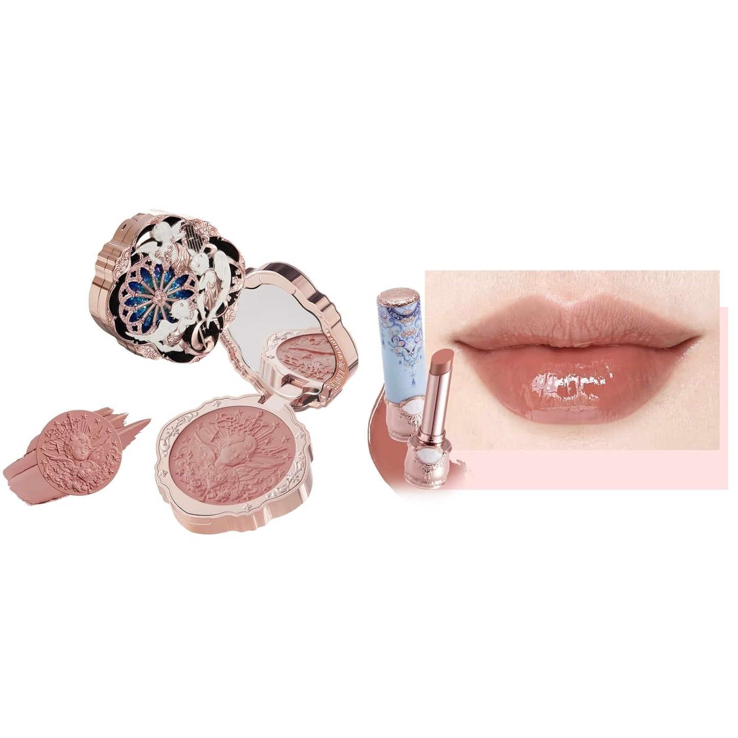 Little Angel Cream Blush & Matte Lipstick Set - Buildable, Blendable Velvety Makeup | Blush 04 Rose Ashes & Lipstick C07 Golden Wheat