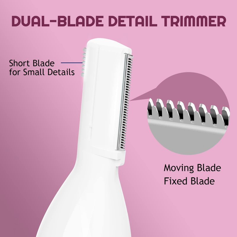 Dapsang Eyebrow Trimmer Electric Eyebrow Razor, Rechargeable Facial Hair Shaver Painless Detail Trimmer with Rinseable Blade for Face Beard Neck (White)