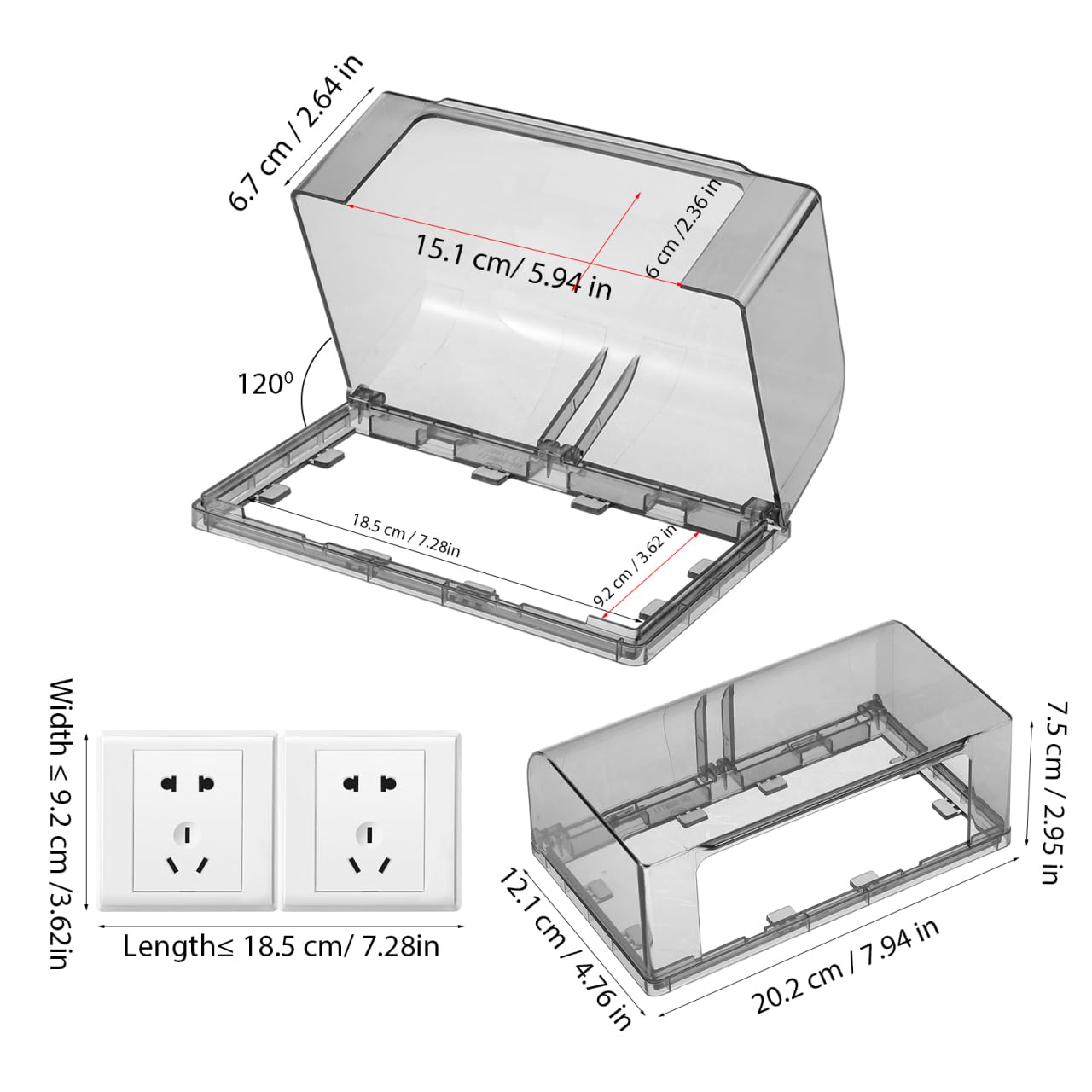 Housoutil Flip Weatherproof Cover Outlet Cover, Wall Switch Socket Face Plate Panel Box, Outlet Outdoor Receptacle Protector, Black