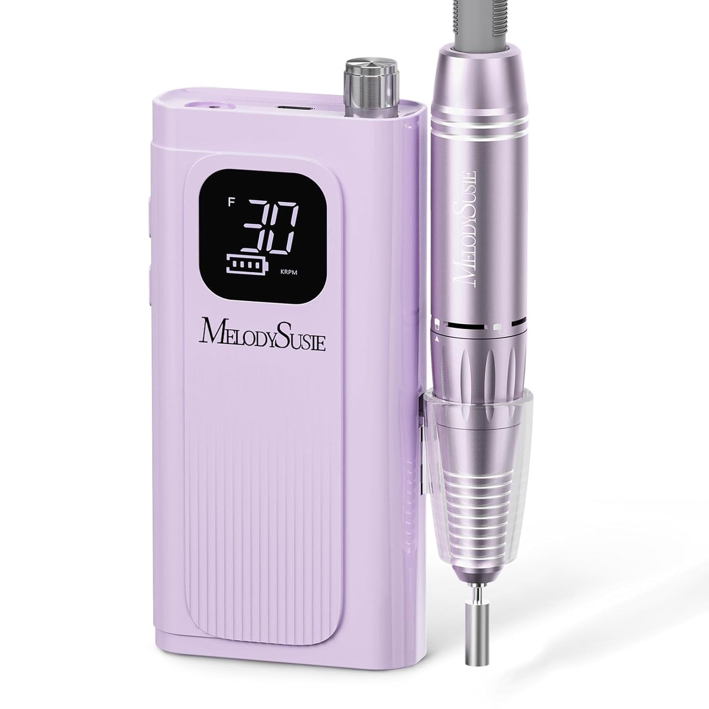 MelodySusie Nail Drill - 30000RPM Rechargeable E-File with LCD Display | Ideal for Manicure, Gel Removal & Nail Art Practice, Pink