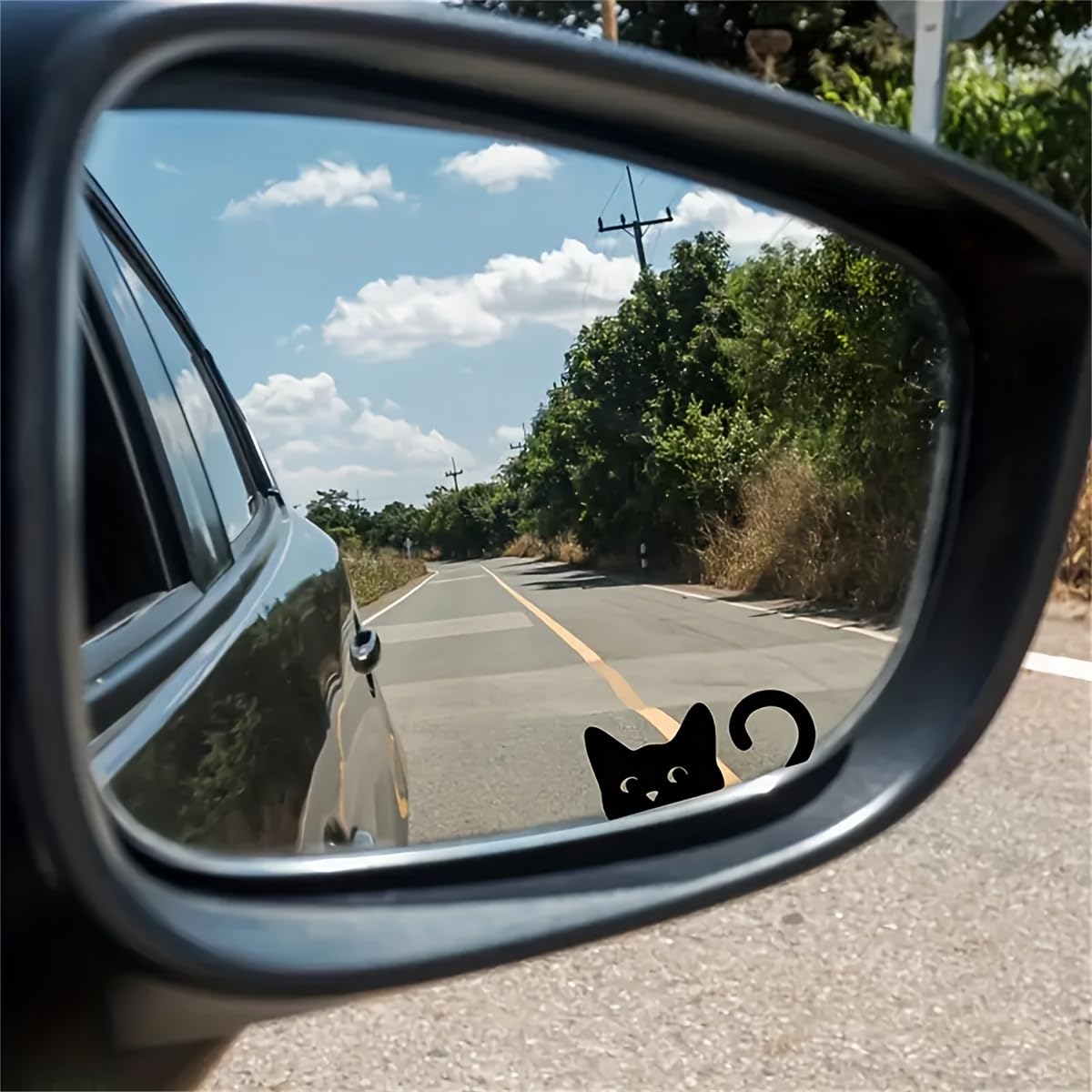 5-Pack Cute Cat Vinyl Stickers, Glossy Self-Adhesive Cartoon Animal Decals for Car Rearview Mirror, Mirror, Computer & Christmas Decorations