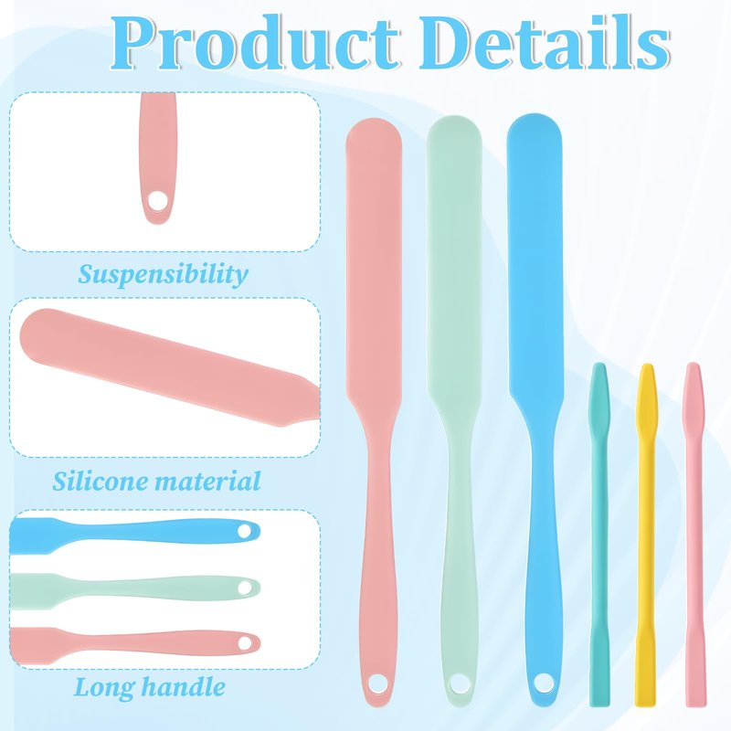 6PCS Non Stick Wax Spatulas Set, Silicone Waxing Sticks Hair Removal Sticks Applicator, Large Reusable Hard Wax Scraper, Eyebrow Waxs Stick For Home Salon Body Use Mixing Scraping Spreading
