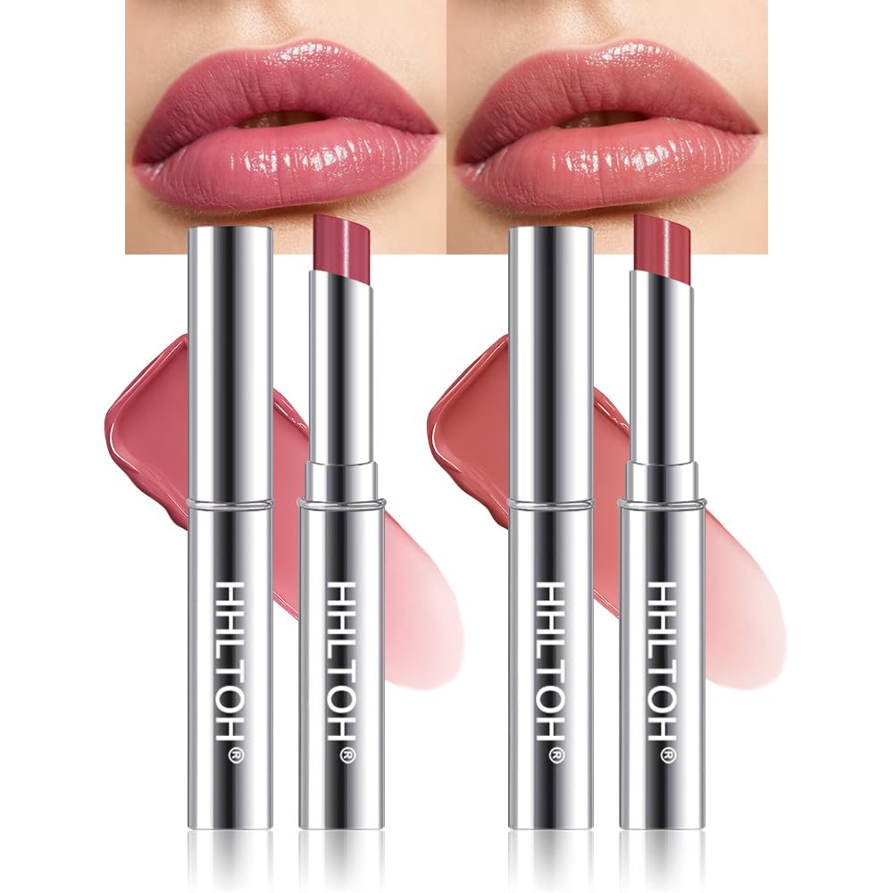 HHLTOH Rose Pink & Girly Pink Honey Tinted Lip Balm for Women, Hydrating Lip Oil Stick Lip Gloss Lipstick for Mature Skin, Sheer Moisturizing Lip Tint Balm with Natural Shine, Vegan & Cruelty-Free