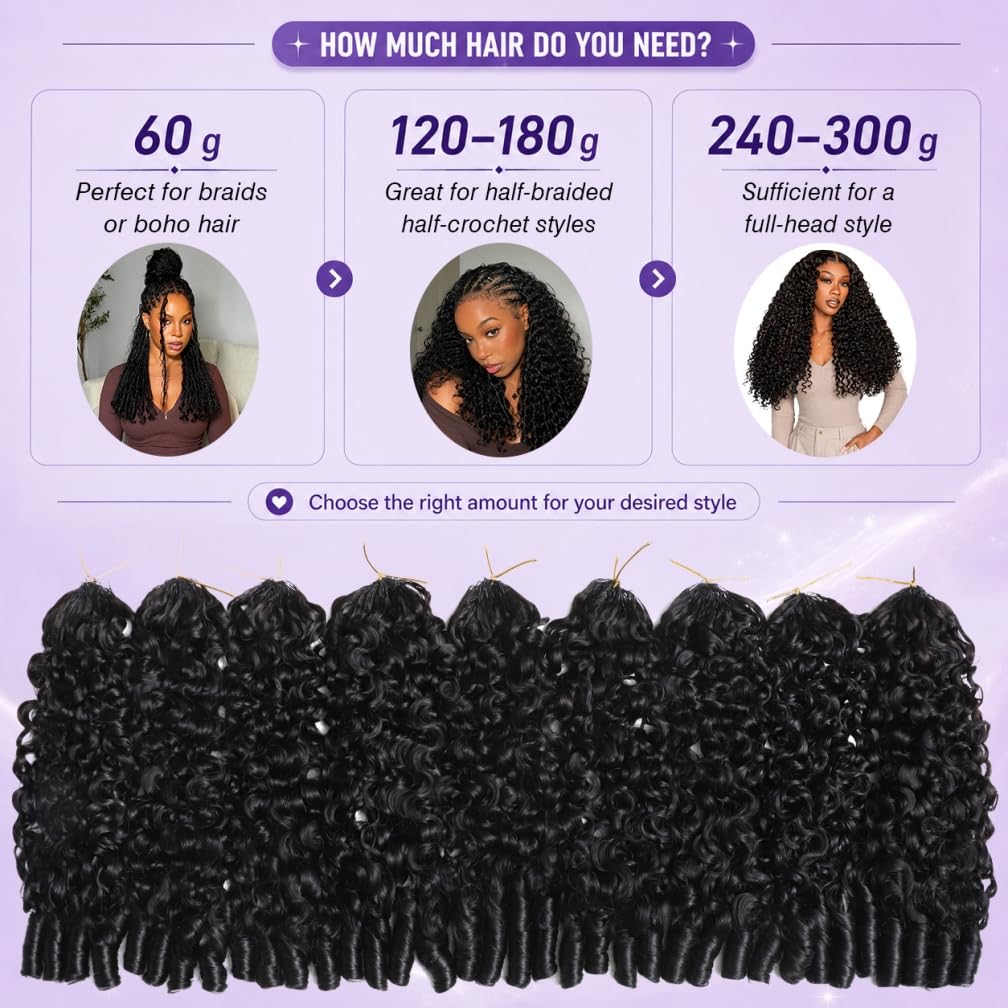 Burmese Curly Crochet Hair - 24 Inch 60g Pre-Separated Invisible Knots | Real Raw Human Hair for Black Women