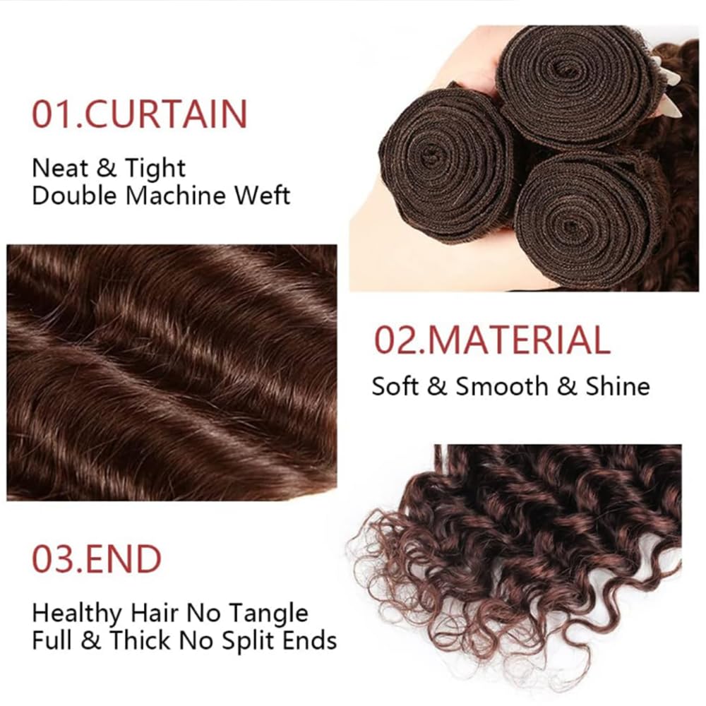 #4 Brown Human Hair Bundle Chocolate Brown Body Wave Bundles 16 18 20 inch 150g 100% Unprocessed Brazilian Virgin Hair 3 Bundles Color #4