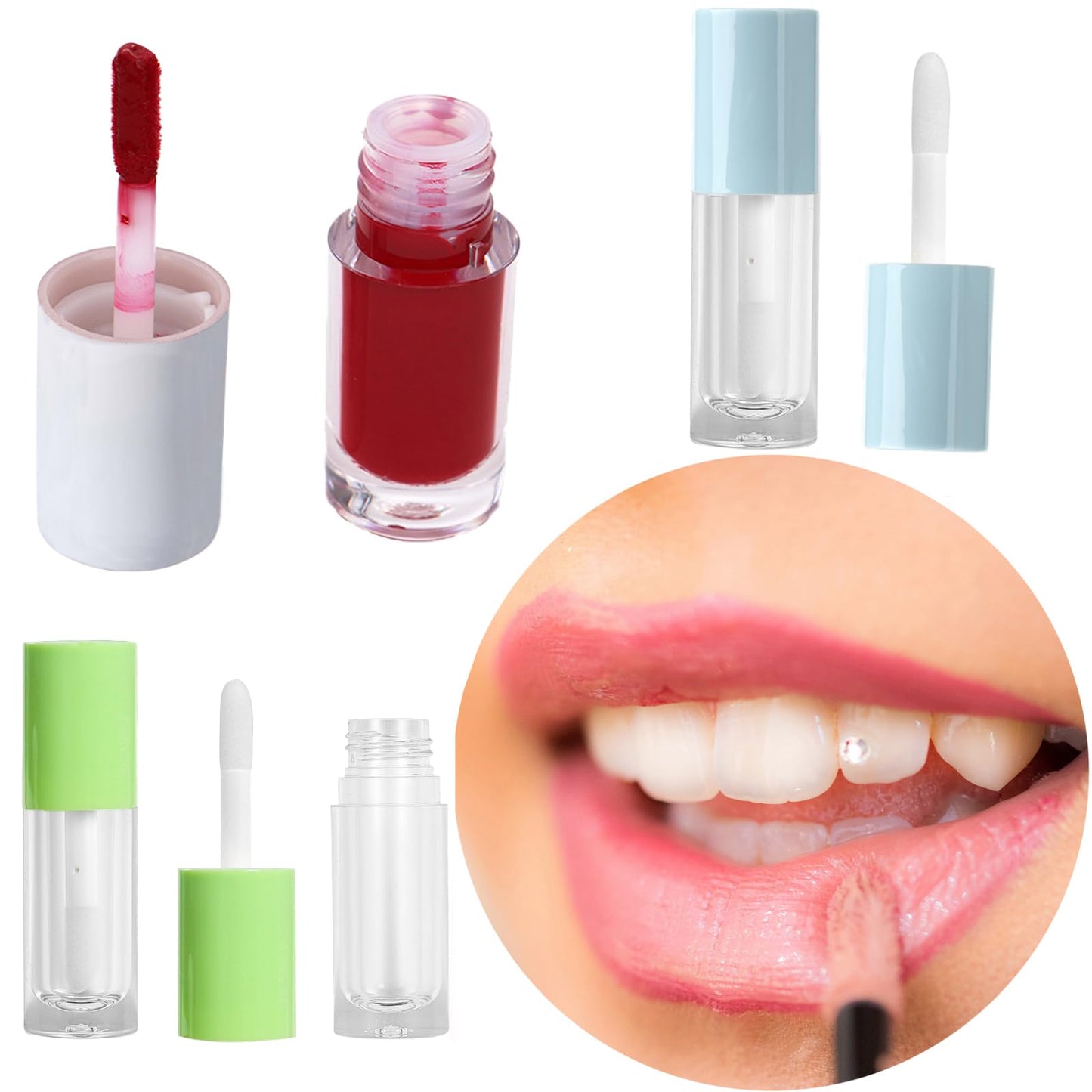 Qeuly 4 Piece Lip Gloss Tubes, 6ml Empty Lip Gloss Tubes with Wand, Clear Plastic Lip Gloss Containers for Skin Care Oil DIY Makeup Lipgloss Making Kit (D25xH86mm)