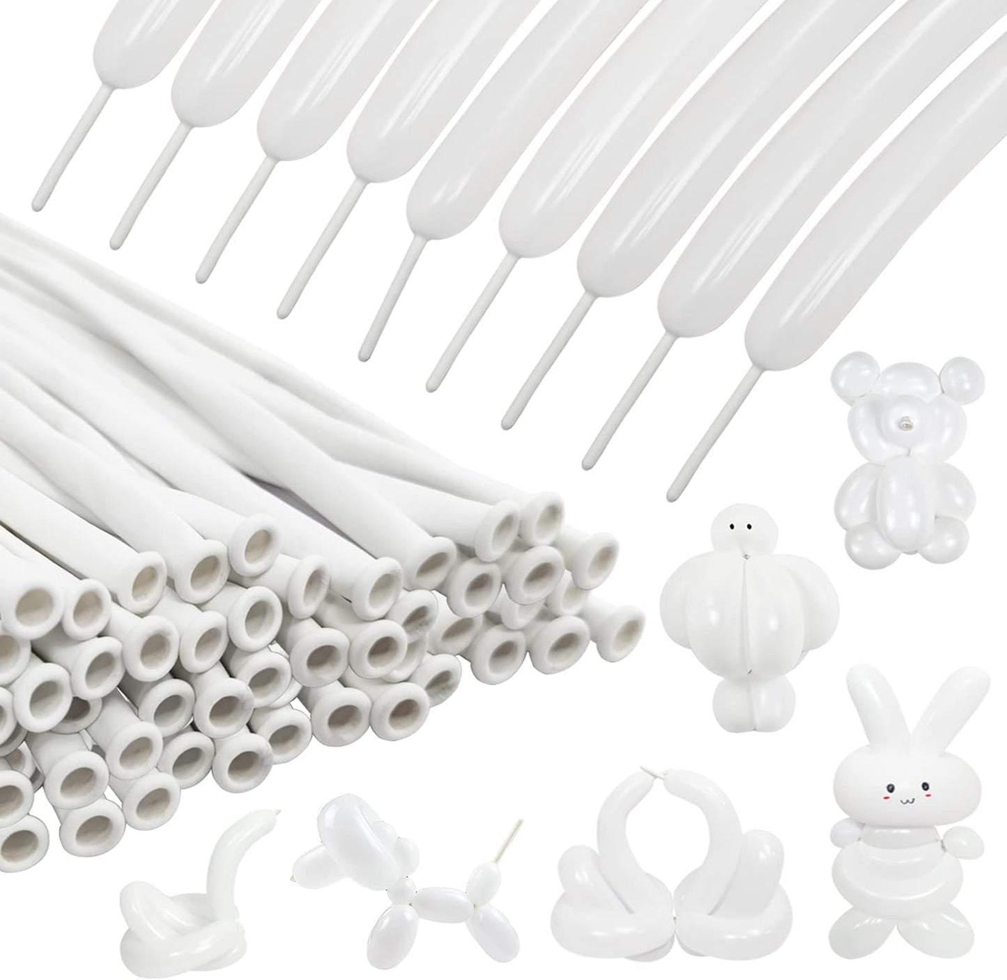 Clear 260 Balloons - Premium Long Skinny Latex Balloons for Animal Creations | 100 Pcs for Kids' Parties