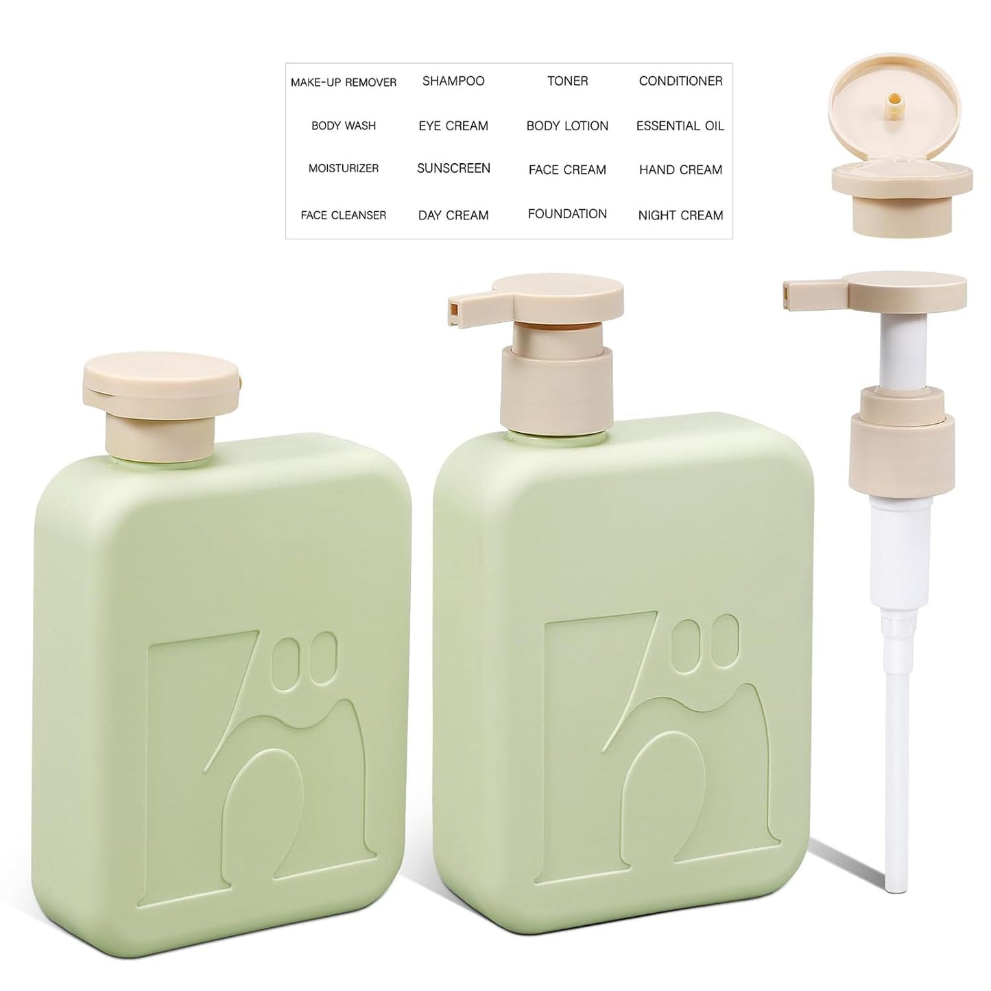 Travel Pump Bottles - Refillable Leak-Proof Squeeze Containers for Shampoo & Toiletries | 2 Pack, 11oz/330ml