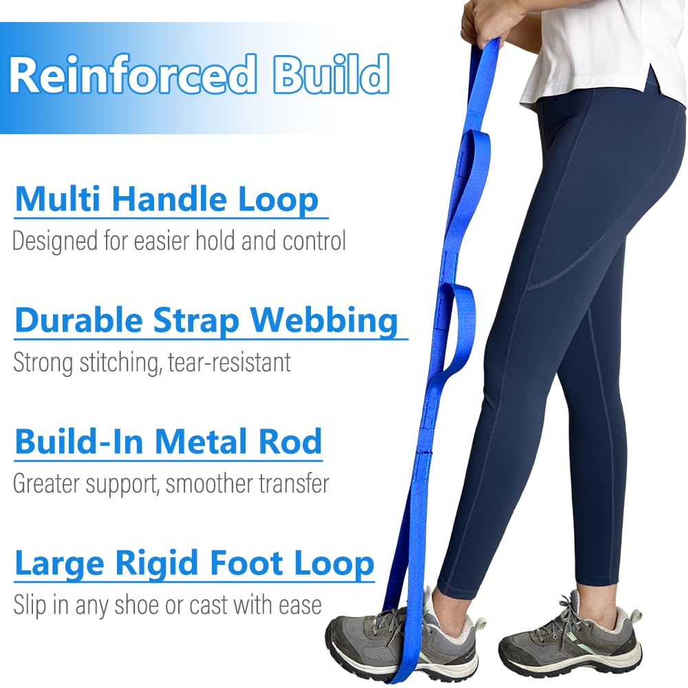 42 Inch Leg Lifter, Leg Lifter After Hip Replacement, Leg Lifter for After Knee Surgery, Leg Lifter Strap Rigid with Multi Loops, Leg Lifters Getting Legs in and Out of Bed, Car, Couch, Wheelchair