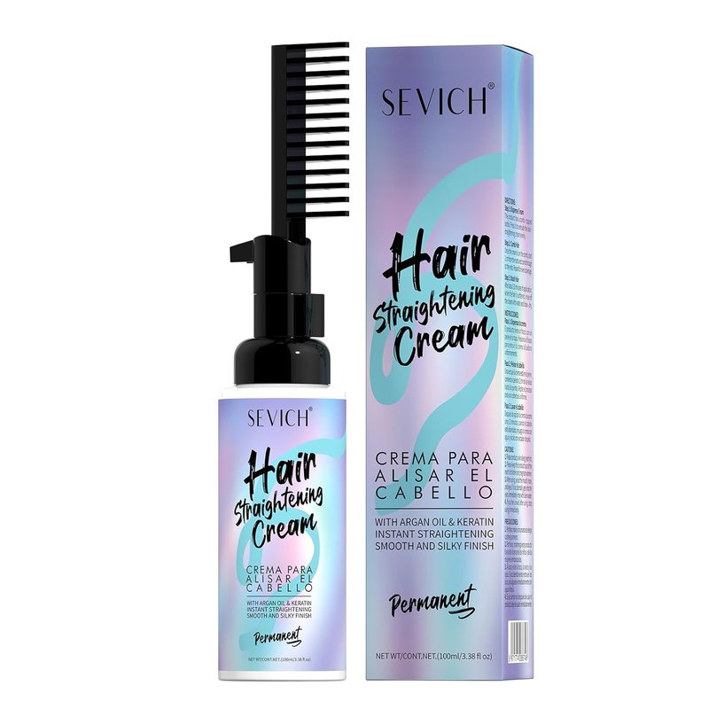 Hair Straightening Cream - Moisturizing Formula with Argan Oil & Avocado | 100ml Comb Applicator