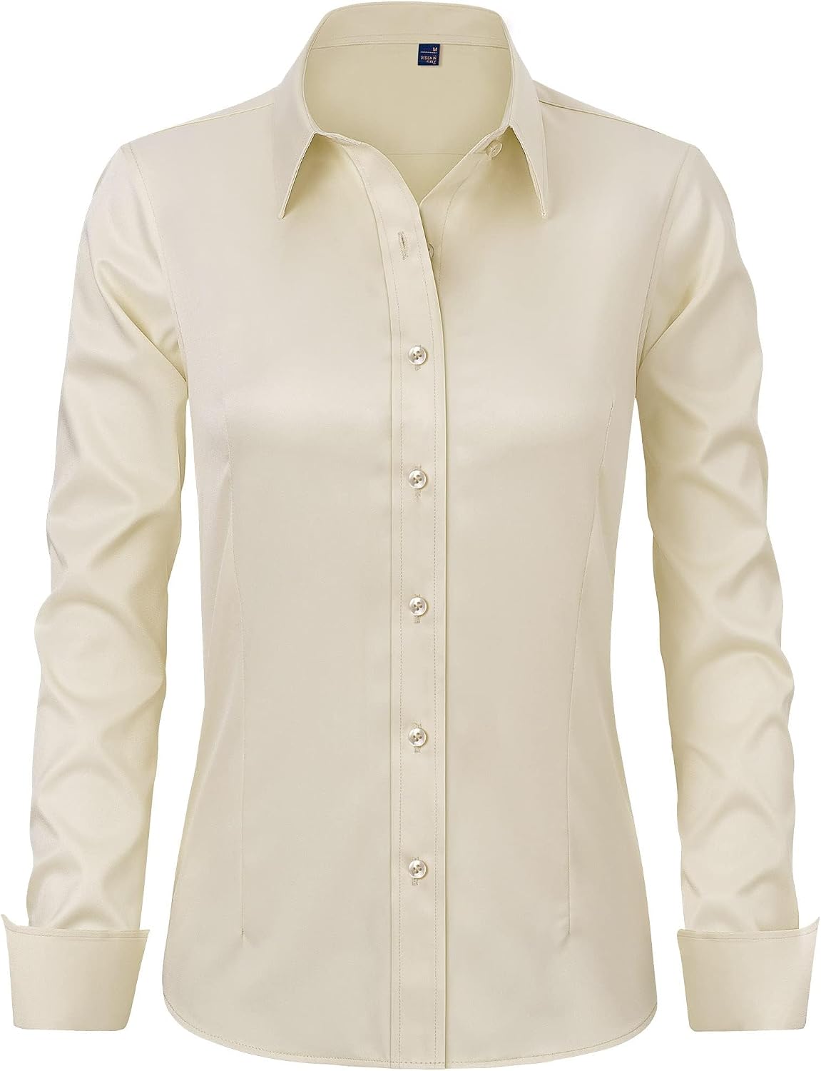 J.VER Women's Long Sleeve Dress Shirt - Wrinkle-Free Business Casual Blouse for Office Work