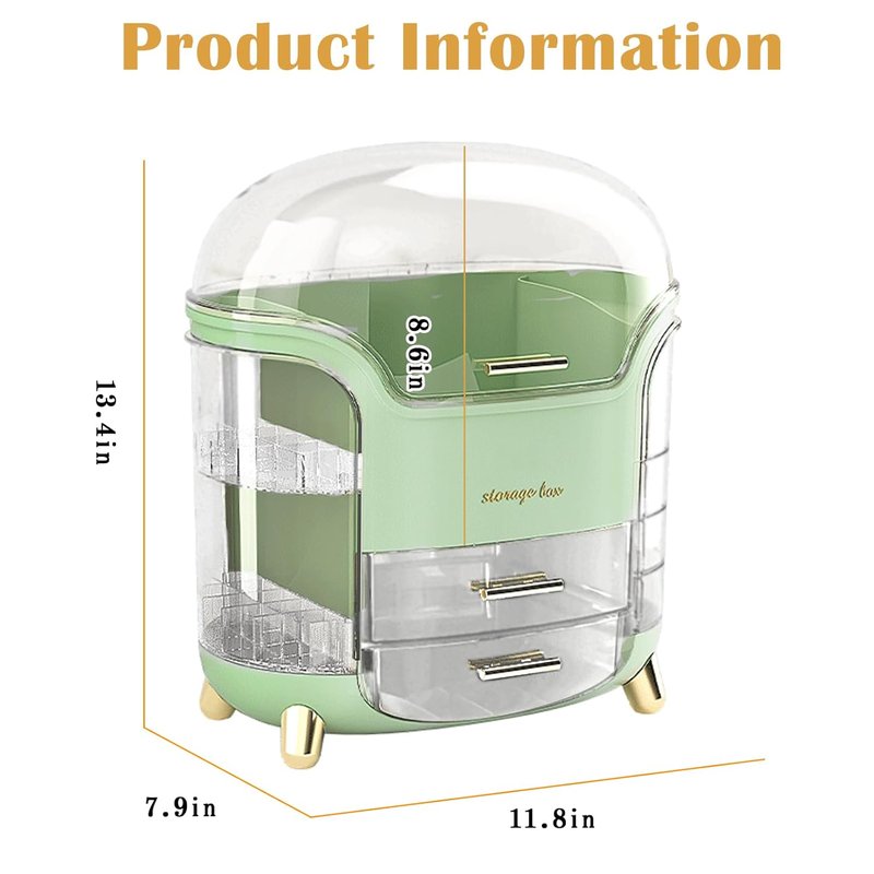Makeup Organizer & Skincare Storage Box - Waterproof, Dustproof | Countertop with Lid & Drawers