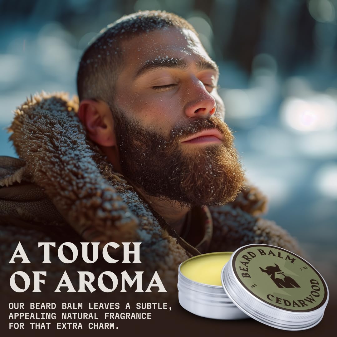 Striking Viking Cedar Beard Balm - 2 Fl Oz Pack of 1, Cedar - Softens & Moisturizes with Beard Butter & Shea - Tames Flyaways with Styling Balm & Cedarwood
