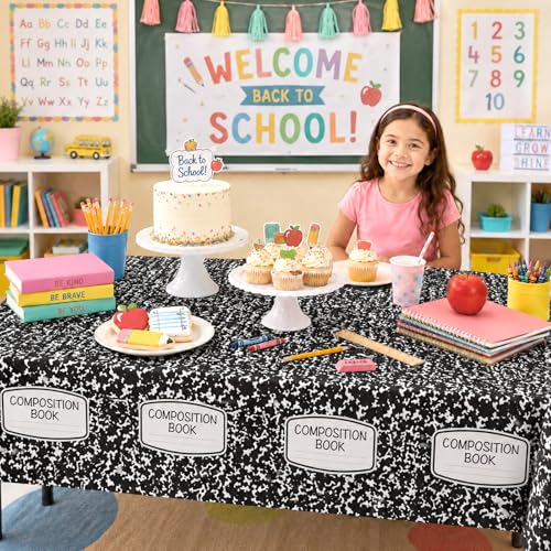 3-Pack Back to School Tablecloths - Large Disposable Rectangular Covers