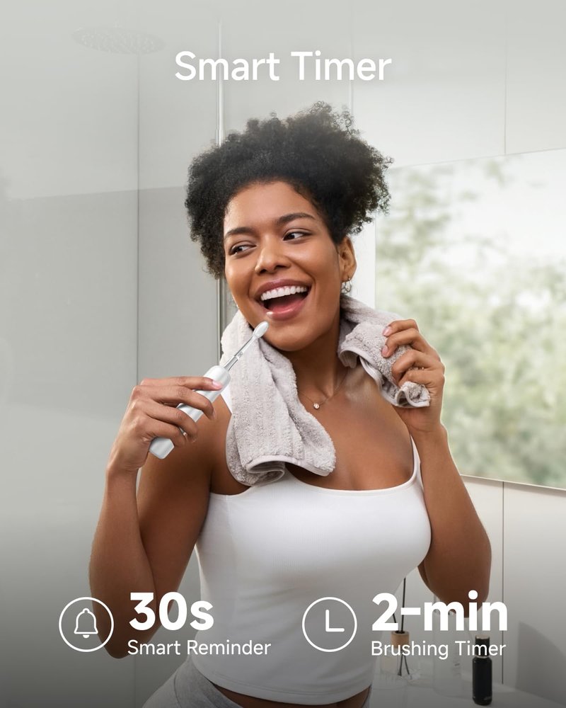 Laifen Wave Pro Sonic Electric Toothbrush for Adults – 2026 Model, 60° Oscillations for Ultra-Clean, Smart App, 70-Day Battery, 2 Brush Heads, IPX8 Waterproof (White ABS)