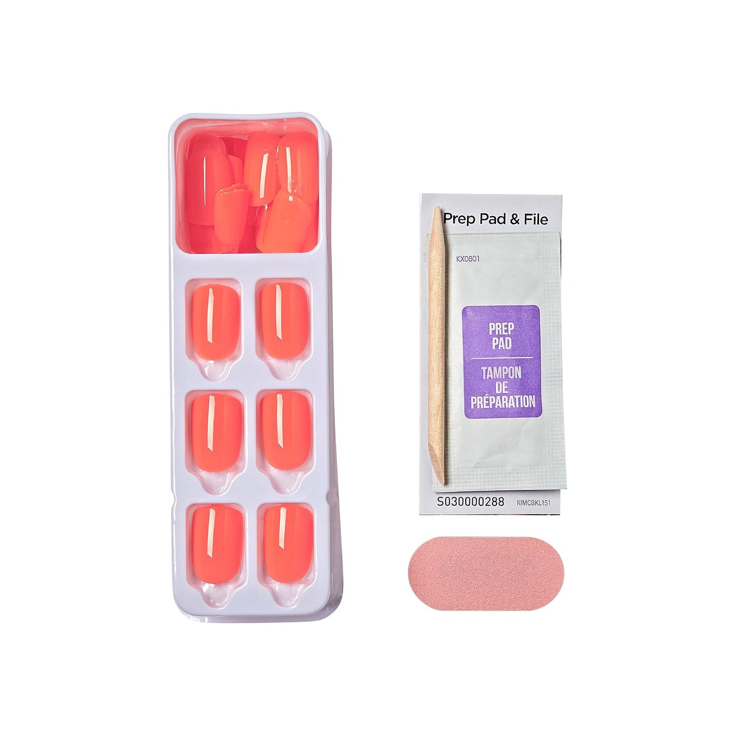 Impress No Glue Press On Nails - Happier Vibes Orange Squoval | Short Size, 30 Nails & Accessories Included