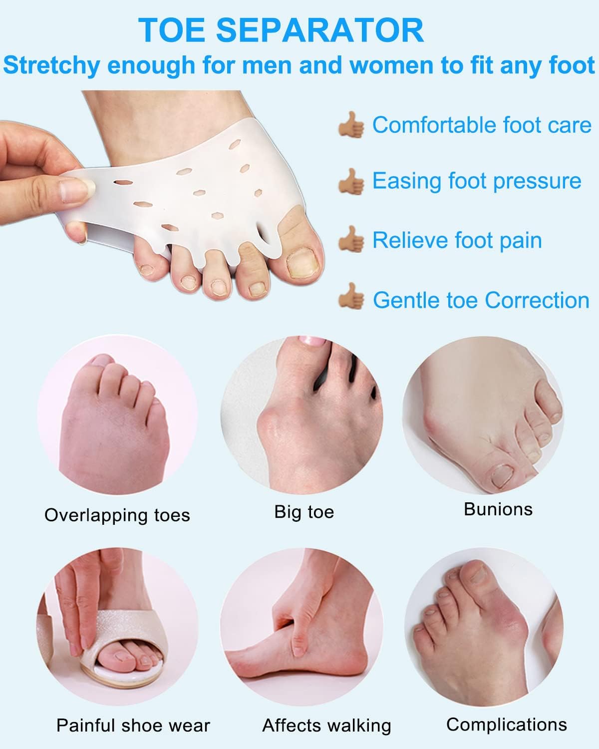 Metatarsal Gel Pads - 4 Pairs Toe Spacers for Bunion & Hammertoe Relief | Foot Pain Correctors for Men & Women