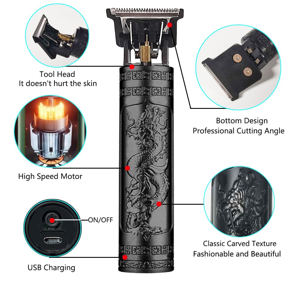 Hair Clippers for Men, Cordless Hair Clippers, Travel Small Hair Clippers 5.7" Hair Trimmer Classical Sculpting Styling Rechargeable Hair Remover with 6 Pieces Earpick (Black)