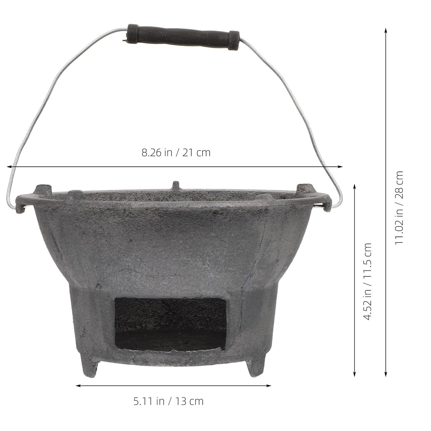Cast Iron Charcoal Grill Japanese Tabletop BBQ Grill Mini Portable Hibachi Indoor Stove Camping Barbecue Tool BBQ Charcoal Stove 20cm