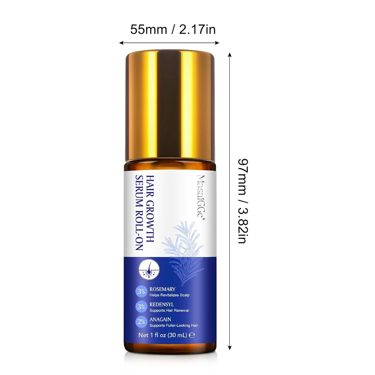 Hair Growth Serum Roll-On | Rosemary Oil for Men & Women - Supports Scalp Health, Fast-Absorbing, Non-Greasy