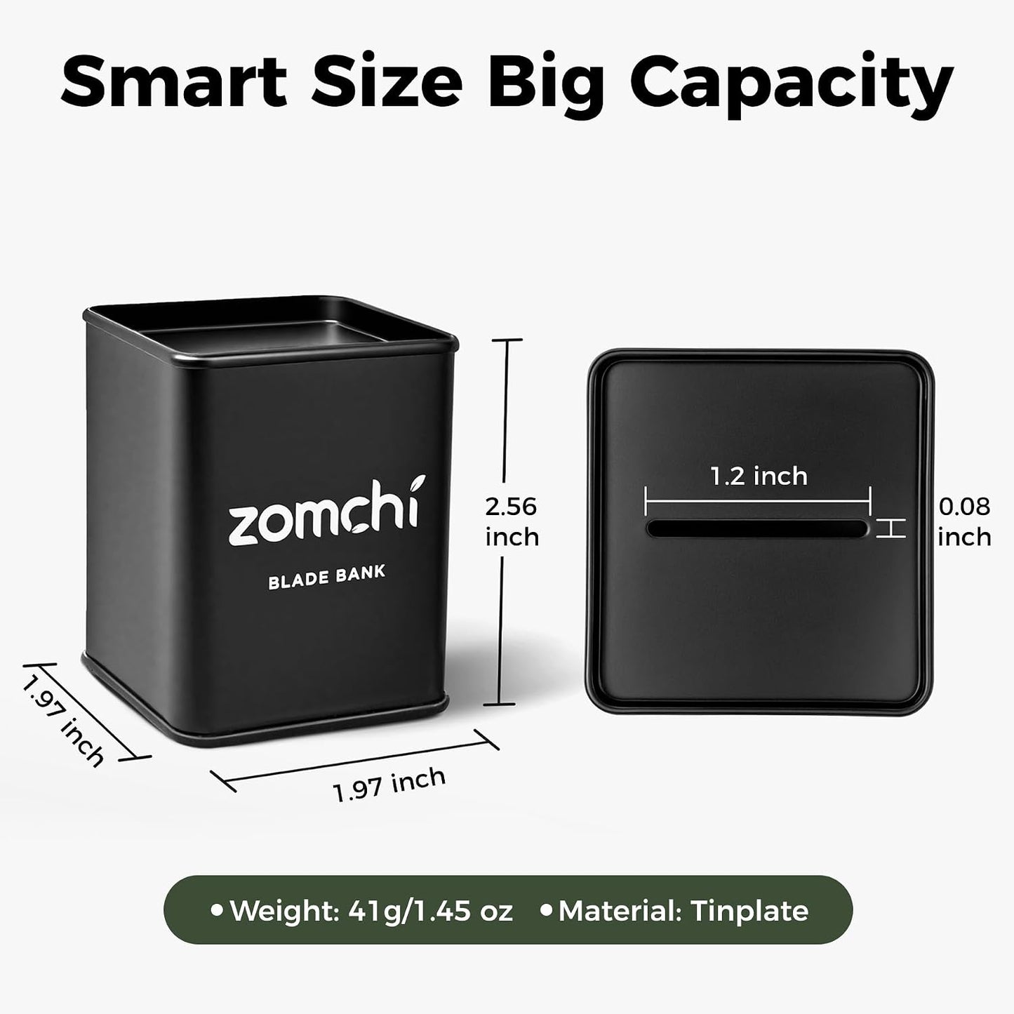 Zomchi Razor Blade Bank - Double Edge Safety Razor Blade Disposal Case | Black Storage Solution
