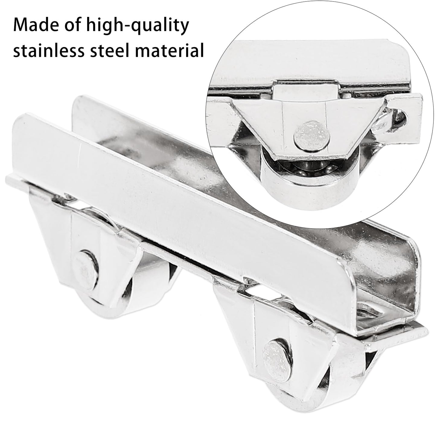 Angoily Showcase Window Roller, 10Pcs Sliding Door Rollers Replacement for 5-6mm Thick, Stainless Steel Mini Sliding Screen Door Wheels 7.0mm Pulley Clamp for Wardrobe Cupboard Closet