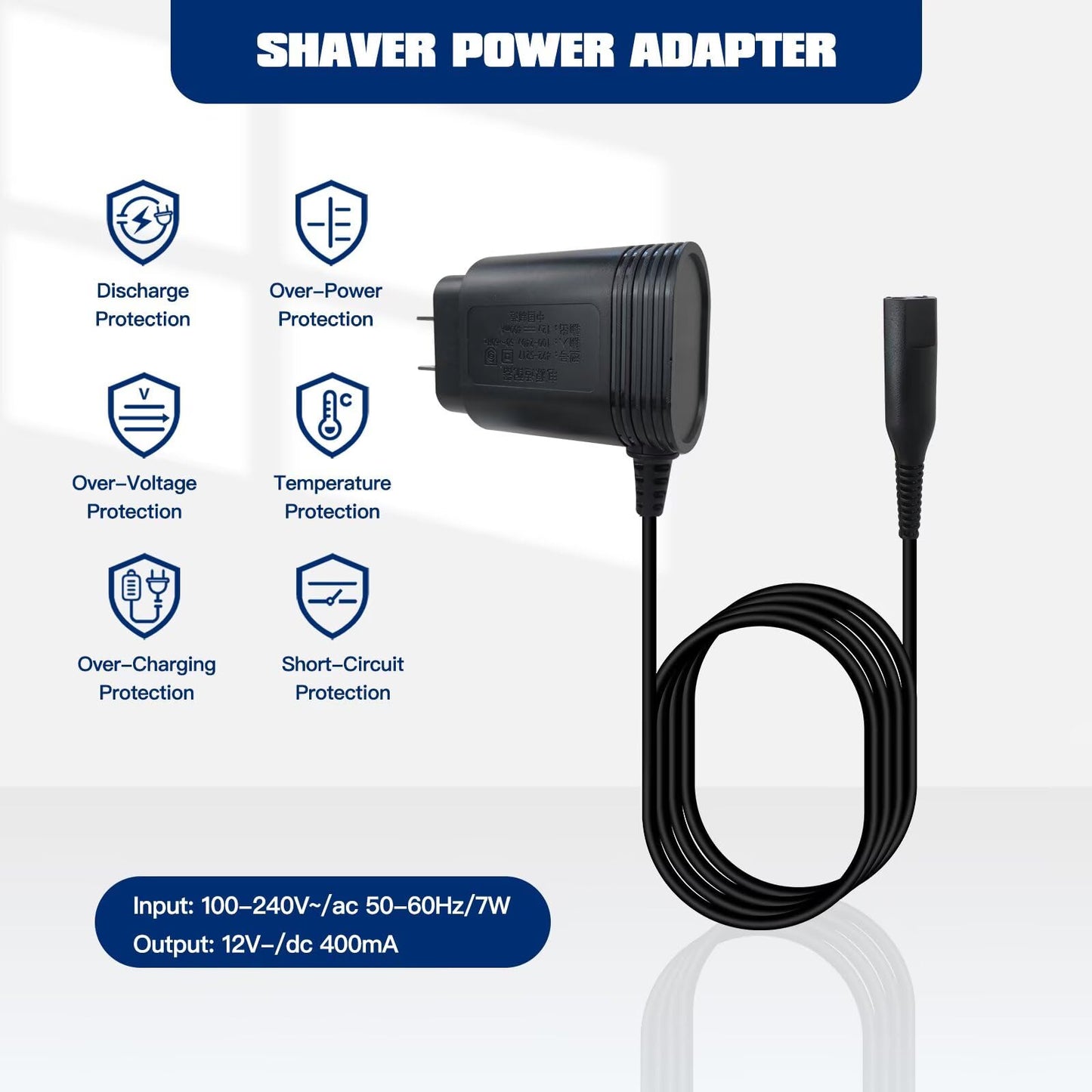 INGQI Replacement Wall Charger for Braaun Shavers Series 1 3 5 7 9 5544, 5730, 5733, 5676, 5729, 5742, 5743, 5762, 5748, 5749, 5768- Part-No.81719643 12V Wall Power Adapter
