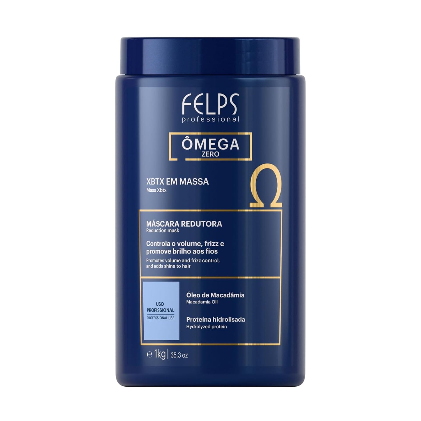 Felps XBTX Omega Zero Hair Volume Reducer - Macadamia Oil, Formaldehyde-Free | 1kg / 35.3fl.oz