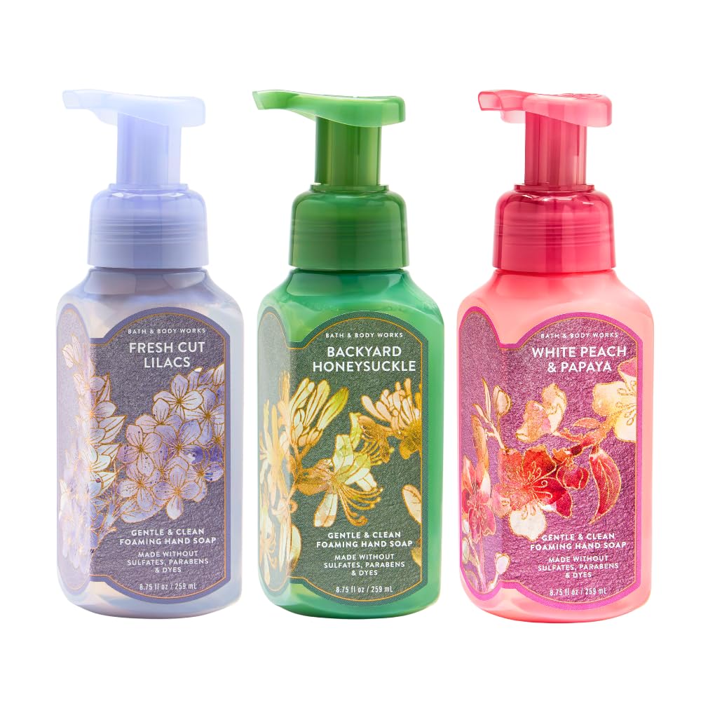 Gentle & Clean Foaming Hand Soap - Fresh Cut Lilacs, Backyard Honeysuckle & White Peach | 3-Pack, 8.75 fl oz Each