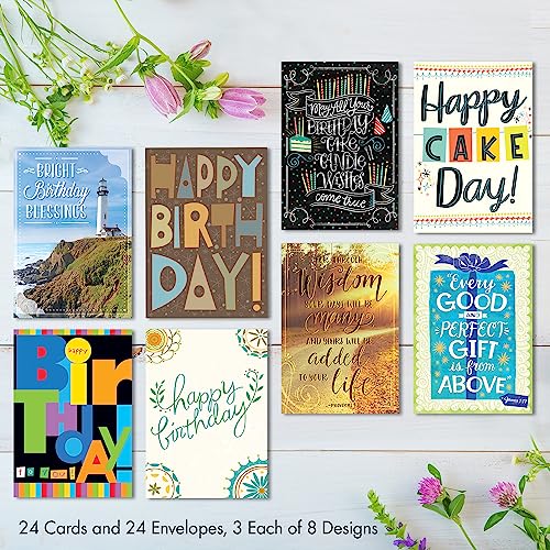 Faith-Based Birthday Cards Boxed Set | 24 Inspirational KJV Cards