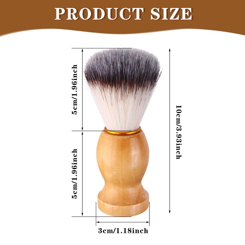 7Pcs Men Shaving Brush Wood Handle, Professional Salon Tools Hand Crafted Shaving Brush Wood Handle Shave Brushes Handmade Nylon Hair Brush for Men