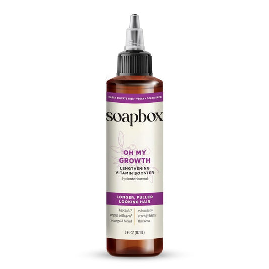Soapbox Oh My Growth, Lengthening Vitamin Booster Hair Treatment - Leaves Hair Thicker, Fuller, Stronger & Healthier - Lightweight 5-Minute Treatment with Biotin, Vegan Collagen & Vitamin C - 5oz