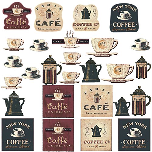 RoomMates Coffee House Peel and Stick Wall Decals - 31 Pieces