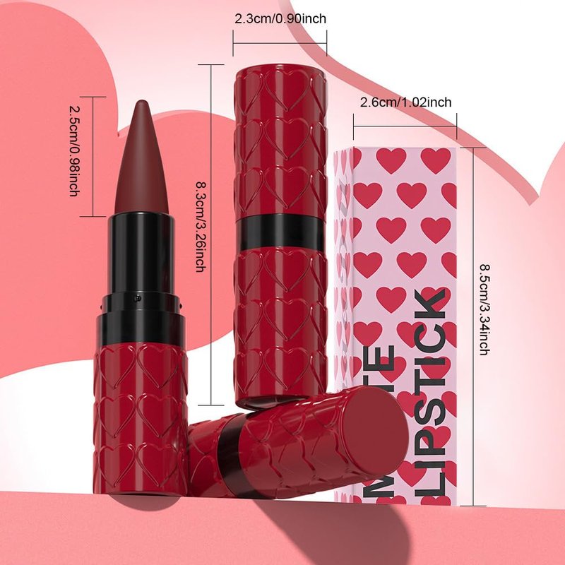 Ruby Dark Red Matte Lipstick & Lip Liner Set - Long Lasting Waterproof | 3 Pcs Combo for Flawless Ombre Effect