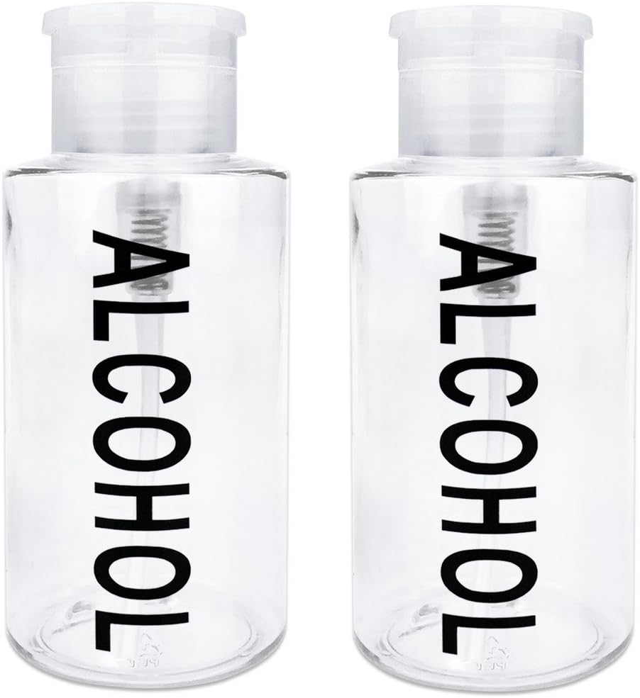 Clear Push Down Pump Dispenser - 3oz Refillable Empty Bottle | Lockable Travel Cosmetic Packaging for Nail Polish