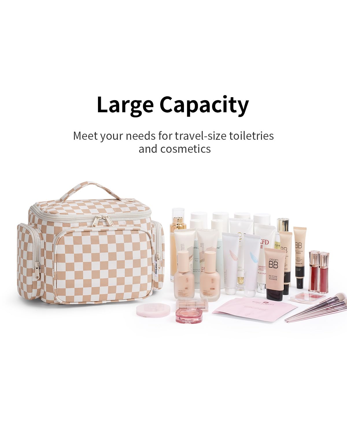 Narwey Hanging Travel Toiletry Bag for Women, Large Makeup Bag, Wide Open Cosmetic Bag, Multiple Organized Pocket, Wet Pocket for Towel, Portable Bathroom Travel Bag for Toiletries, Essentials