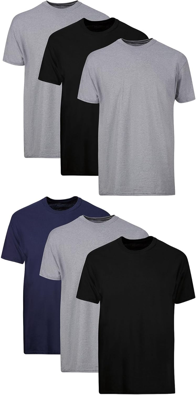 Hanes Men's Cotton Undershirts - Stay-Tucked, Soft Fabric | White/Black Multipack