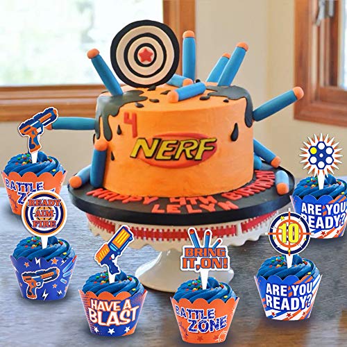 Dart War Cupcake Toppers & Wrappers - 48 Piece Set for Kids' Parties
