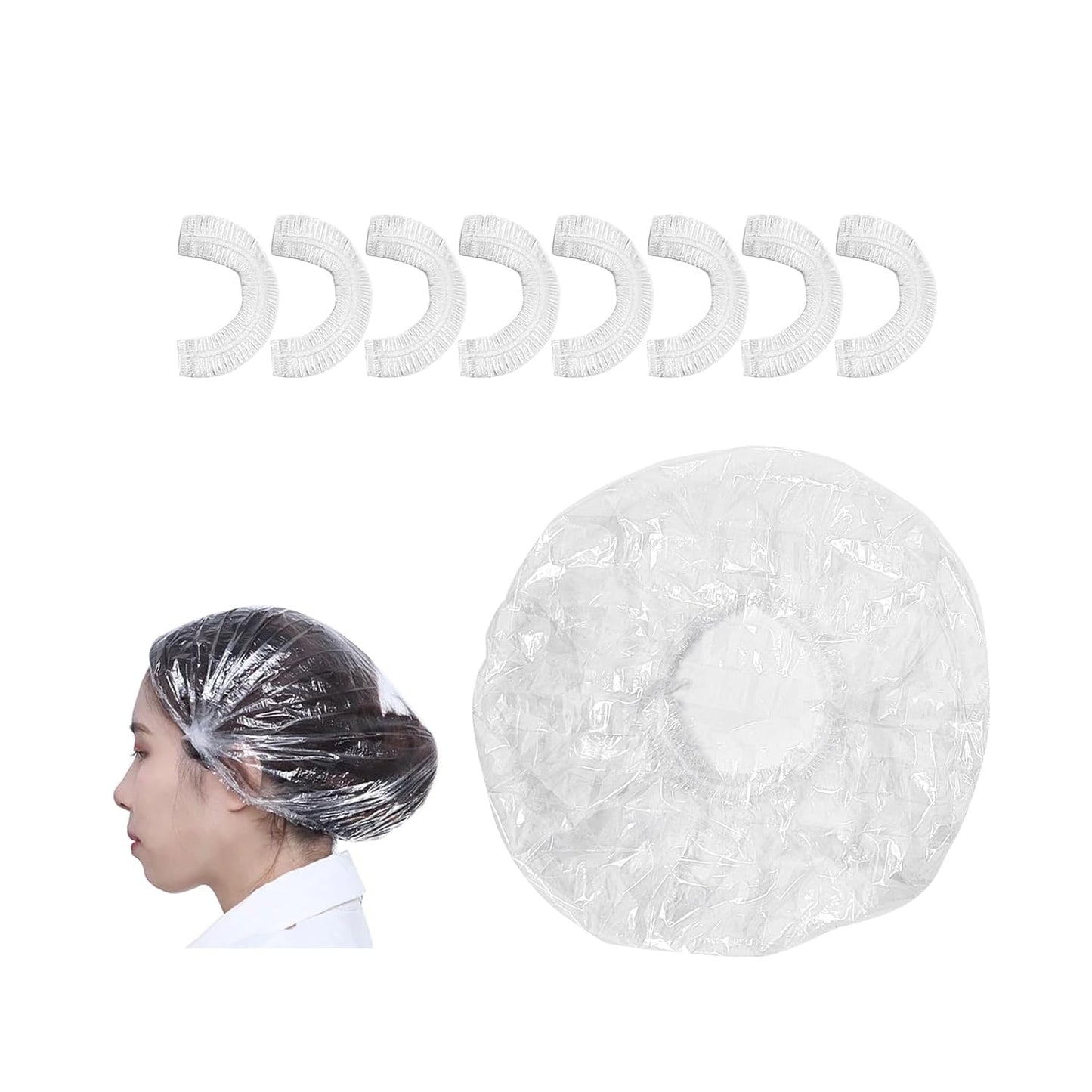 Disposable Shower Cap - Large Thick Clear Plastic Elastic Caps | Ideal for Home, Hotel, Hair Salon & Travel (One Size, 18 Count)